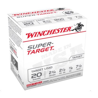 Winchester Super-Target Ammunition 20 Gauge 2-3/4" 7/8 oz #7-1/2 Shot Box of 25