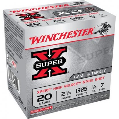 Winchester Super-X Xpert Game and Target Ammunition 20 Gauge 2-3/4" 3/4 oz #7 Non-Toxic Steel Shot Box of 25