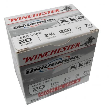 25 Rounds Winchester Universal 20 Gauge 2.75" 7/8oz 7.5 Target 1200 FPS