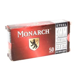 Monarch Steel FMJ 9 x 18 mm Makarov 94-Grain Pistol Ammunition