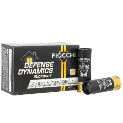 Fiocchi 12BK008 Defense Dynamics 12 Gauge 2.75" 8 Pellets 00 Buck Shot 10