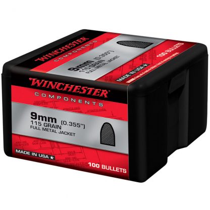 Winchester 9mm Bullets .355" Diameter 115gr FMJ 100ct