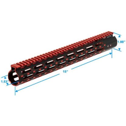 UTG PRO M-LOK AR15 15" Super Slim Rail, Black and Red 2-Tone (buy it now item discontinued by manufacture) - Image 3