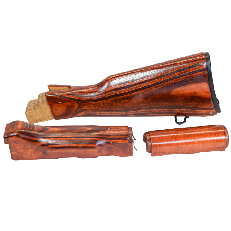 AKM pattern wood set Izhmash Red finish – Texas Shooter's Supply