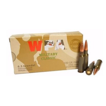 Wolf 6.5 Grendel 100gr FMJ Steel-Cased Rifle Ammo - 20 Rounds - MC6.5GRENFMJ-20
