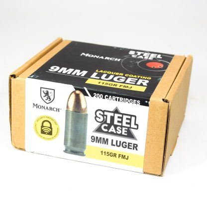 Monarch 9mm Luger Steel Case 115 Grain FMJ Ammo 200 Rounds Made in RUSSIA