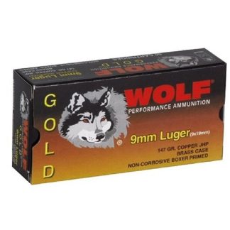 Wolf Performance Ammo Gold 9mm Jacketed Hollow Point, 147 Grain (50 Rounds)