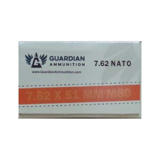 7.62x51mm Guardian Ammunition 147gr. FMJ M80 Ammo 20rds