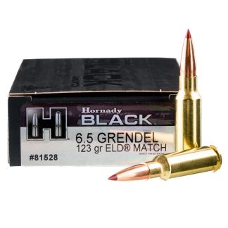 Hornady BLACK 6.5 Grendel Ammunition 20 Rounds ELD Match 123 Grain case of 10 (200)