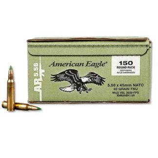 Federal American Eagle 5.56 NATO, XM855 Green Tip, 62gr, FMJ, 150 Rounds